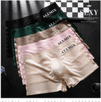 Men's Ice Silk Boxer Briefs, 3D Pouch, Sexy Semi - Transparent, ALLMIX Letter, Thin Underwear