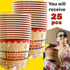 CUSINIUM [85 oz] 25-pack Kraft Popcorn Buckets - Large Popcorn Tubs