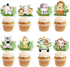 Safari Cupcake Toppers,24 PCS Safari Cake Topper,Safari Animal Cupcake Toppers,Safari Cake Decorations,Safari Baby Shower Decorations