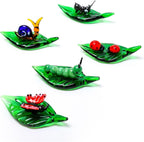 5PCS Mini Crystal Green Leaf Glass Ladybug Ant Snail Bug Butterfly:Decor Insect Statue Decor Room Ornament Hand-Blown Glass Collectible Figurines
