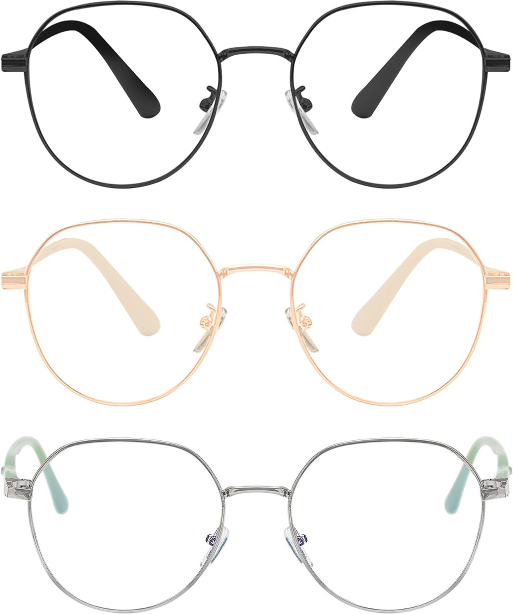 3PCS Fashion Round Reading Glasses for Men&Women, Super Light Anti Blue Light Readers, Classic Retro Oval Eyewear