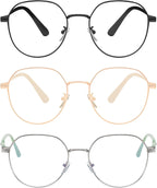 3PCS Fashion Round Reading Glasses for Men&Women, Super Light Anti Blue Light Readers, Classic Retro Oval Eyewear