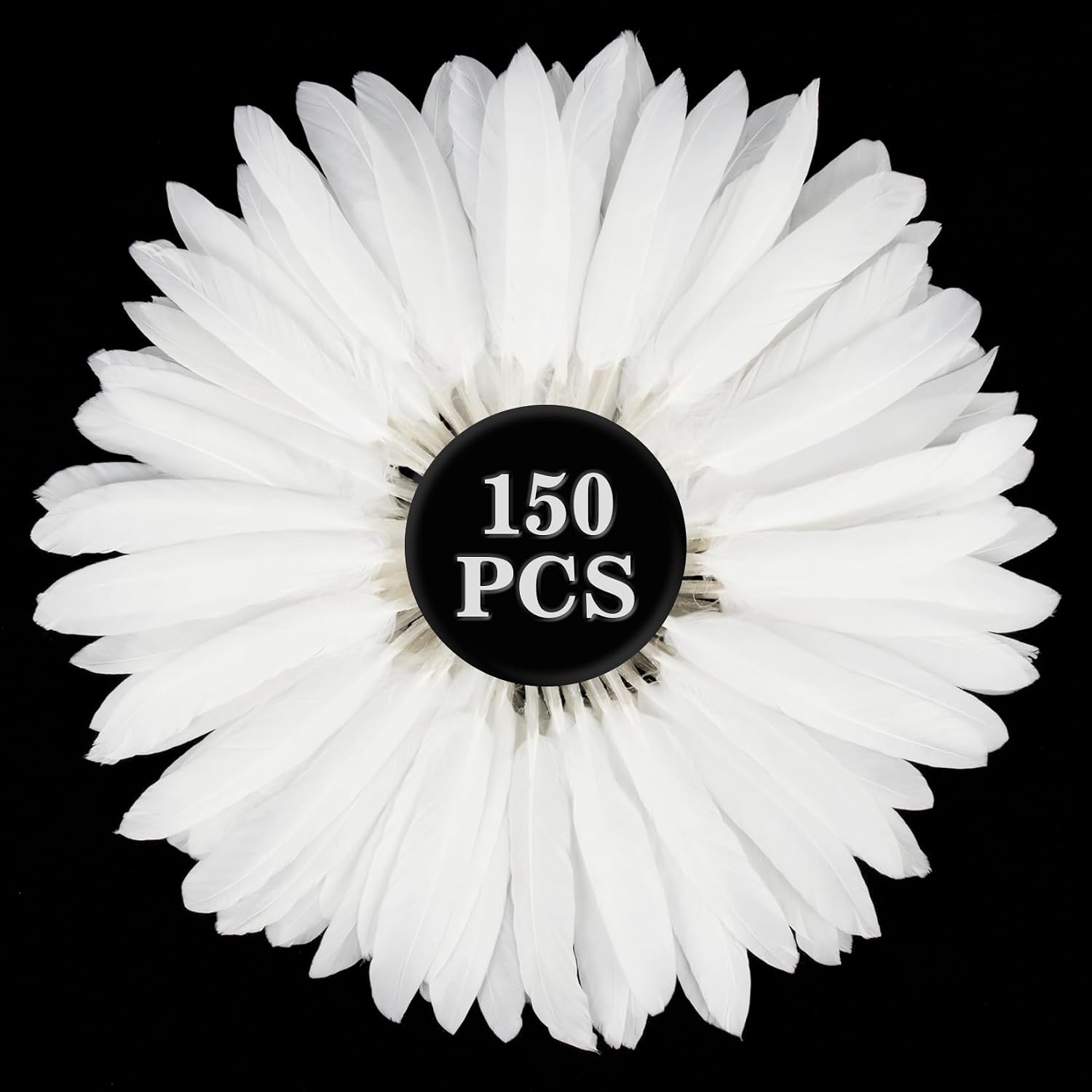 RAINFLOW 150PCS White Goose Feathers - Natural Feathers 4-6inch (10-15cm) Feathers Bulk Feathers for Crafting, Wings, Hat, Decorations, Party, Costume, Halloween, Christmas