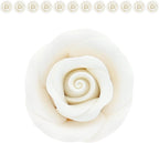 Global Sugar Art Premium Edible Roses, White, Unwired, Medium 1.5 inches, 12 Count by Chef Alan Tetreault