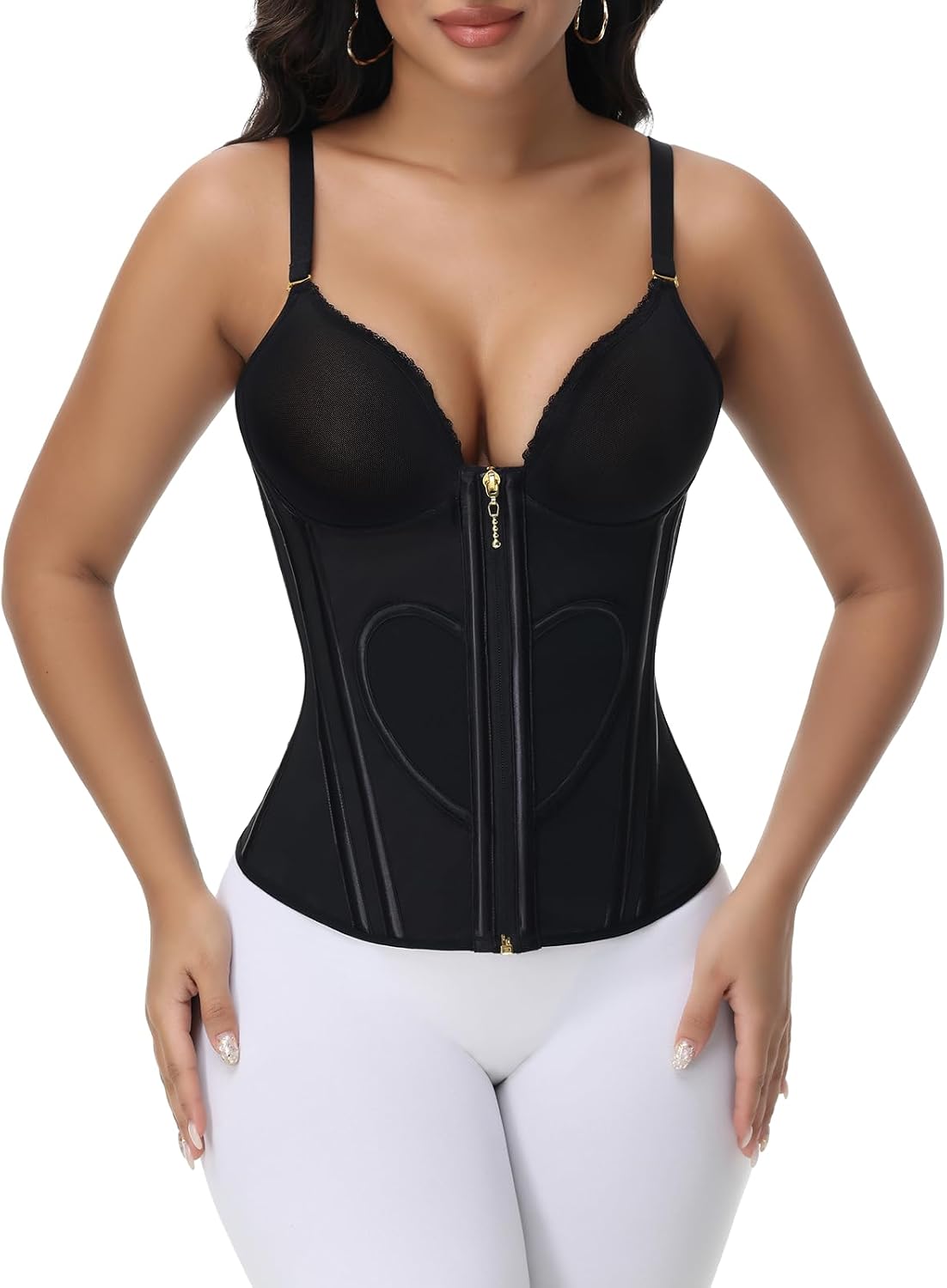 SHAPSHE Waist Trainer for Women Bustier Corset Tops Tummy Control Shapewear Workout Concert Outfits Going Out Faja With Bra