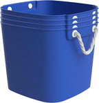 Life Story 4 Pack Flexi Tub, Versatile 42 Quart Storage Tote, Flexible Plastic Home Organizer Lightweight Basket with Carrying Handles, Blue