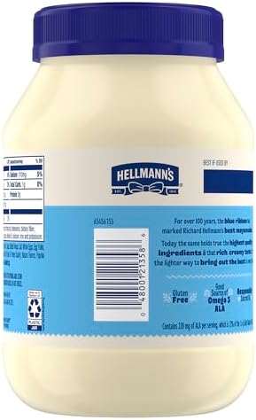 Hellmann's Light Mayonnaise For A Creamy Condiment for Sandwiches and Simple Meals Light Mayo Made With 100% Cage-Free Eggs 30 oz