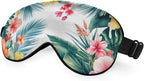 Beautiful Floral Silk Sleep Mask Spring Summer Tropical Flowers Palm Leaves Exotic Soft Eye Shade Cover for Men Women Boy Girl Airplane Travel
