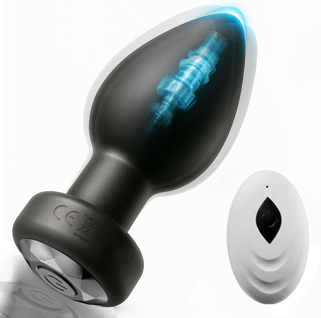 Anal Plug Sex Toys Vibrator with Remote Control – 10 Vibration Modes Rechargeable Waterproof Silicone Butt Plug Prostate Massager for Men and Women with LED Light, Black