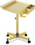 Salon Señor Multi-Function Salon Tray,Extension Hair Cart,Hairstylist Rolling Cart with Storage Platform and Hair Separator Stand,Gold