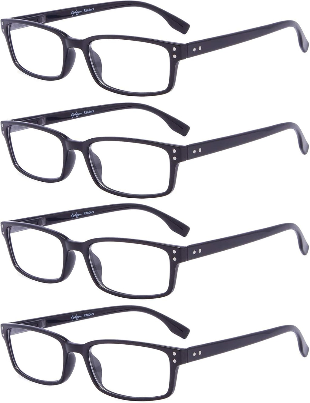 Eyekepper Reading Glasses Women - 4 Pack Comfort Readers Men（Black）
