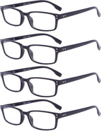 Eyekepper Reading Glasses Women - 4 Pack Comfort Readers Men（Black）