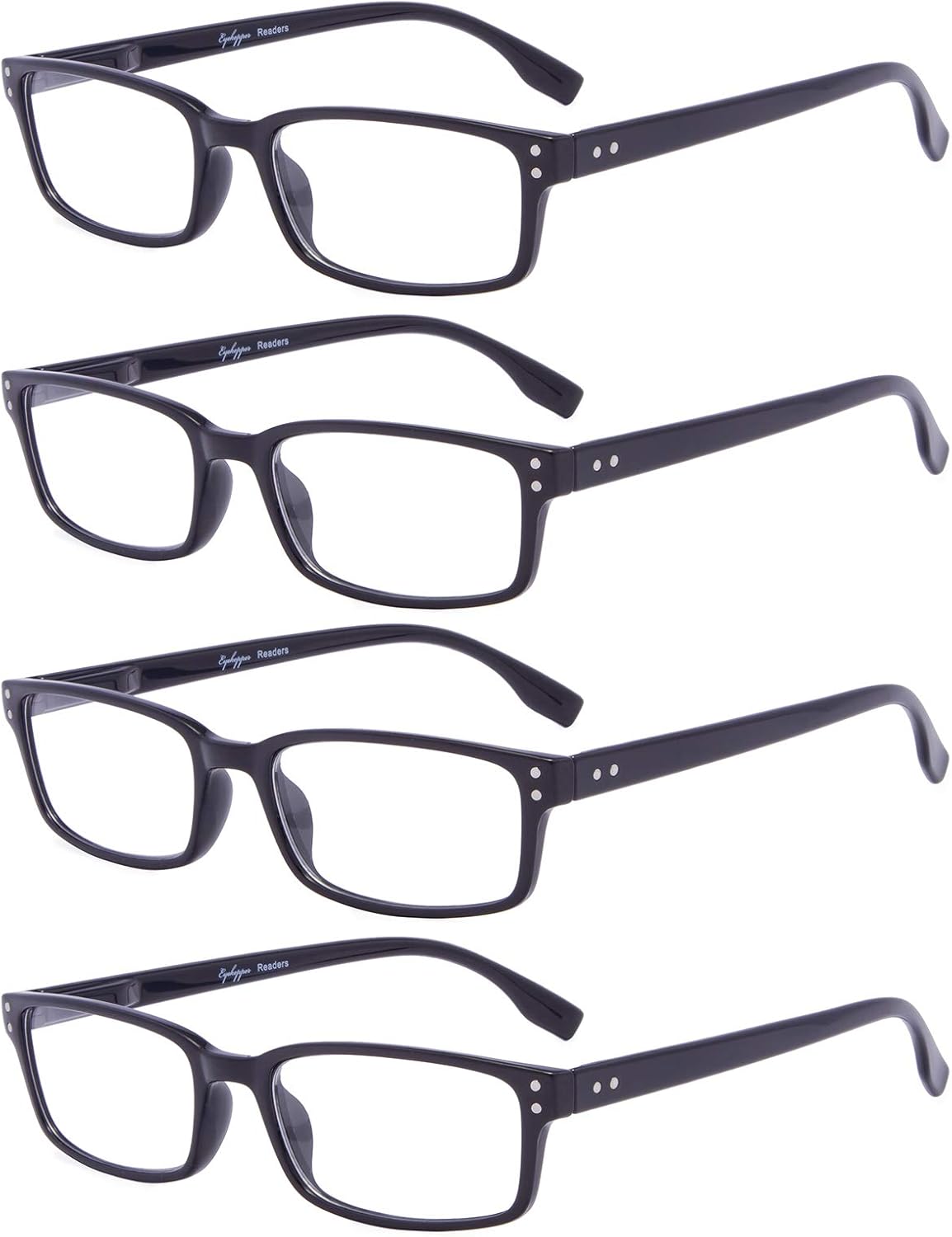 Eyekepper Reading Glasses Women - 4 Pack Comfort Readers Men（Black）