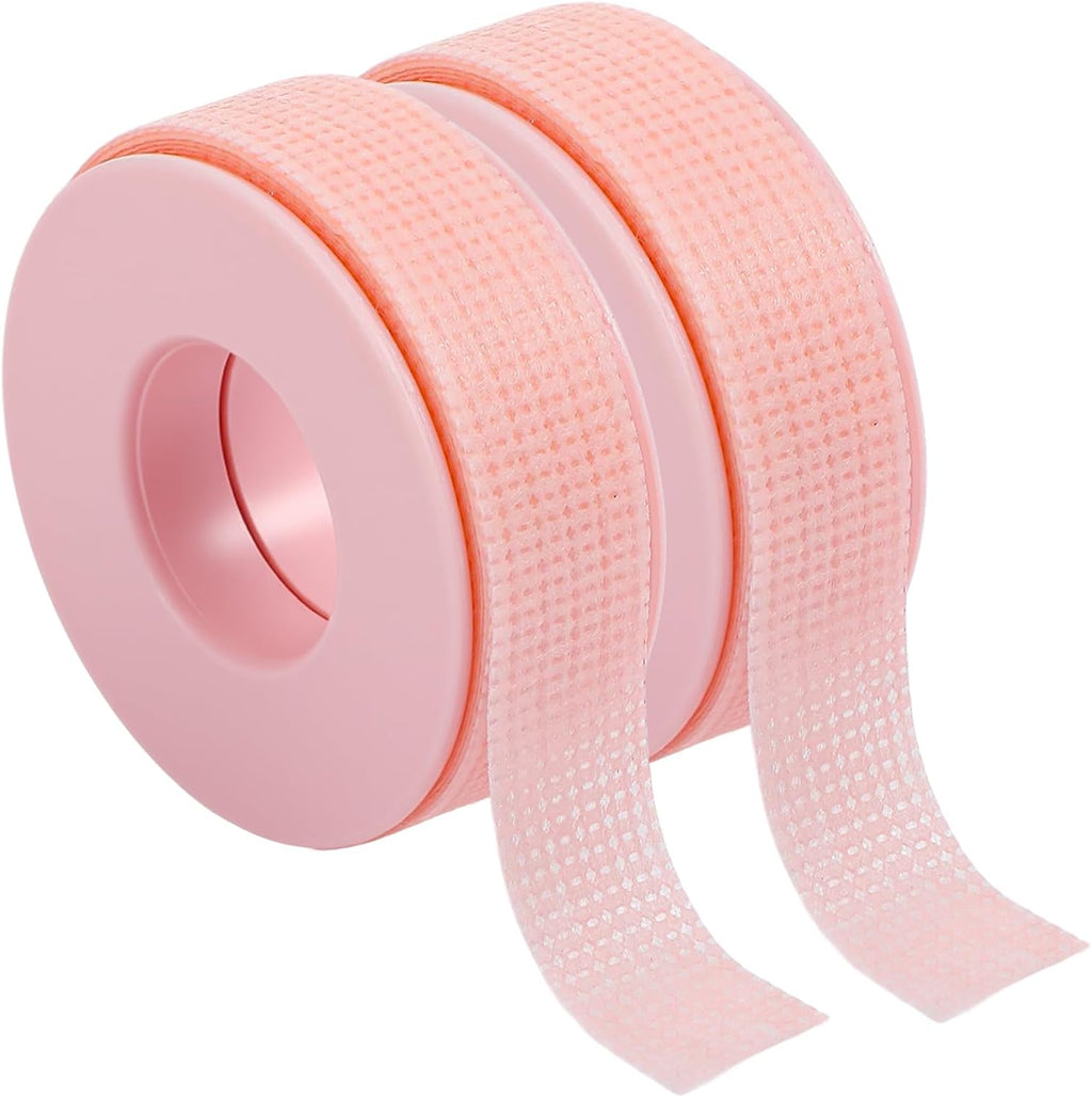2 Rolls Lash Tape for Eyelash Extensions, Pink Eyeshadow Tape Makeup Tapes for Breathable Micro Eyelash Extension Supplies and Makeup