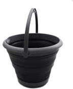 SAMMART 10L (2.64Gallon) Collapsible Fishing Bucket - Foldable Round Tub - Portable Plastic Water Pail - Space Saving Outdoor Waterpot - Trunk Organizer (1, Grey/Black)