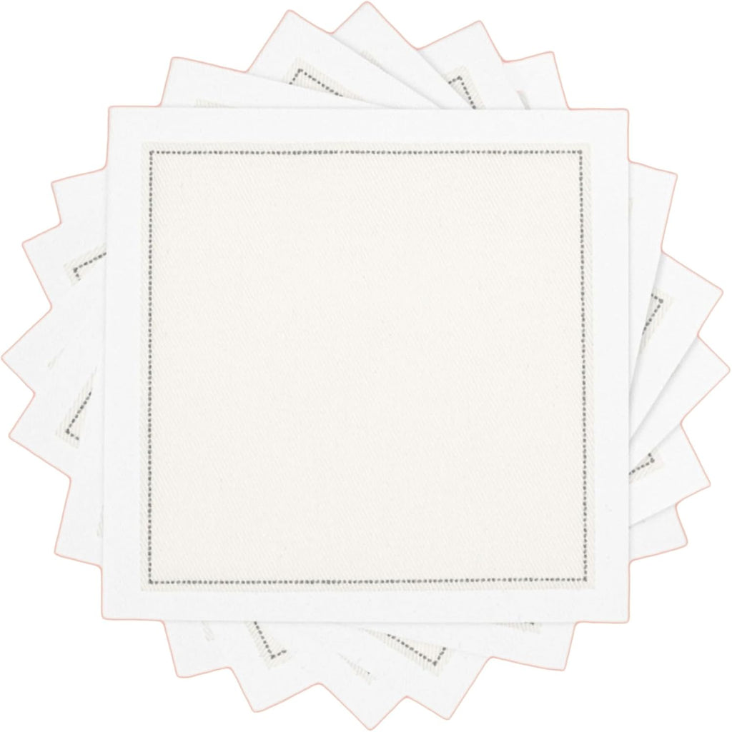 Five Star Napkins Cotton Cocktail Napkins, Beverage Napkin, Bar Napkin, Party Napkins, Small Napkins, Napkins for Events, Holidays, Weddings, Parties 4.5" x 4.5" - Single Use (50 x) Ecru