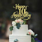 Happy 10th Anniversary Cake Toppers - Wedding Anniversary Party, Company Anniversary Party, 10th Birthday Selected Decorations
