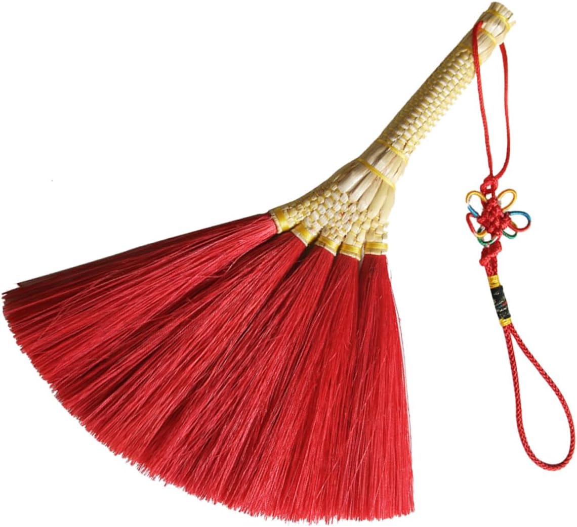 Artibetter Hand-Woven Red Small Broom Pendant Traditional Spring Festival Hanging Ornament Decorative Charm for Chinese New Year Home Décor