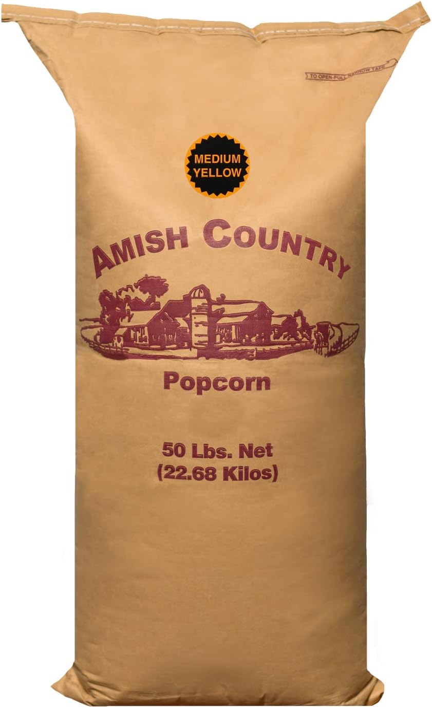Amish Country Popcorn | 50 LB Medium Yellow Popcorn | Old Fashioned, Non-GMO and Gluten Free (50lb Bag)
