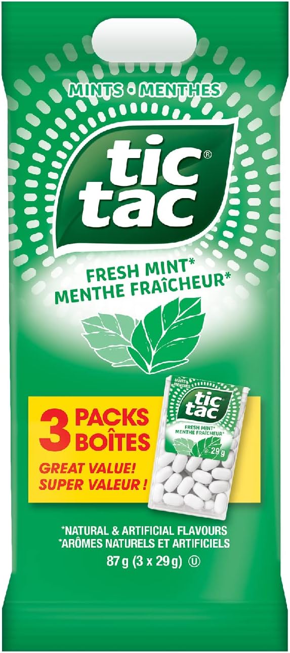 Tic Tac Mints, Fresh Mint, Mint Candy, 29g Singles, 3 Count Candy Mint Sleeve