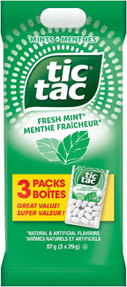 Tic Tac Mints, Fresh Mint, Mint Candy, 29g Singles, 3 Count Candy Mint Sleeve