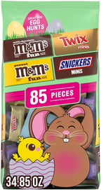 M&M'S Milk Chocolate, M&M's Peanut, SNICKERS & Twix Milk Chocolate Fun Size and Mini Assorted Easter Candy for Easter Basket Fillers, Eggs, 34.85 Ounce Bag