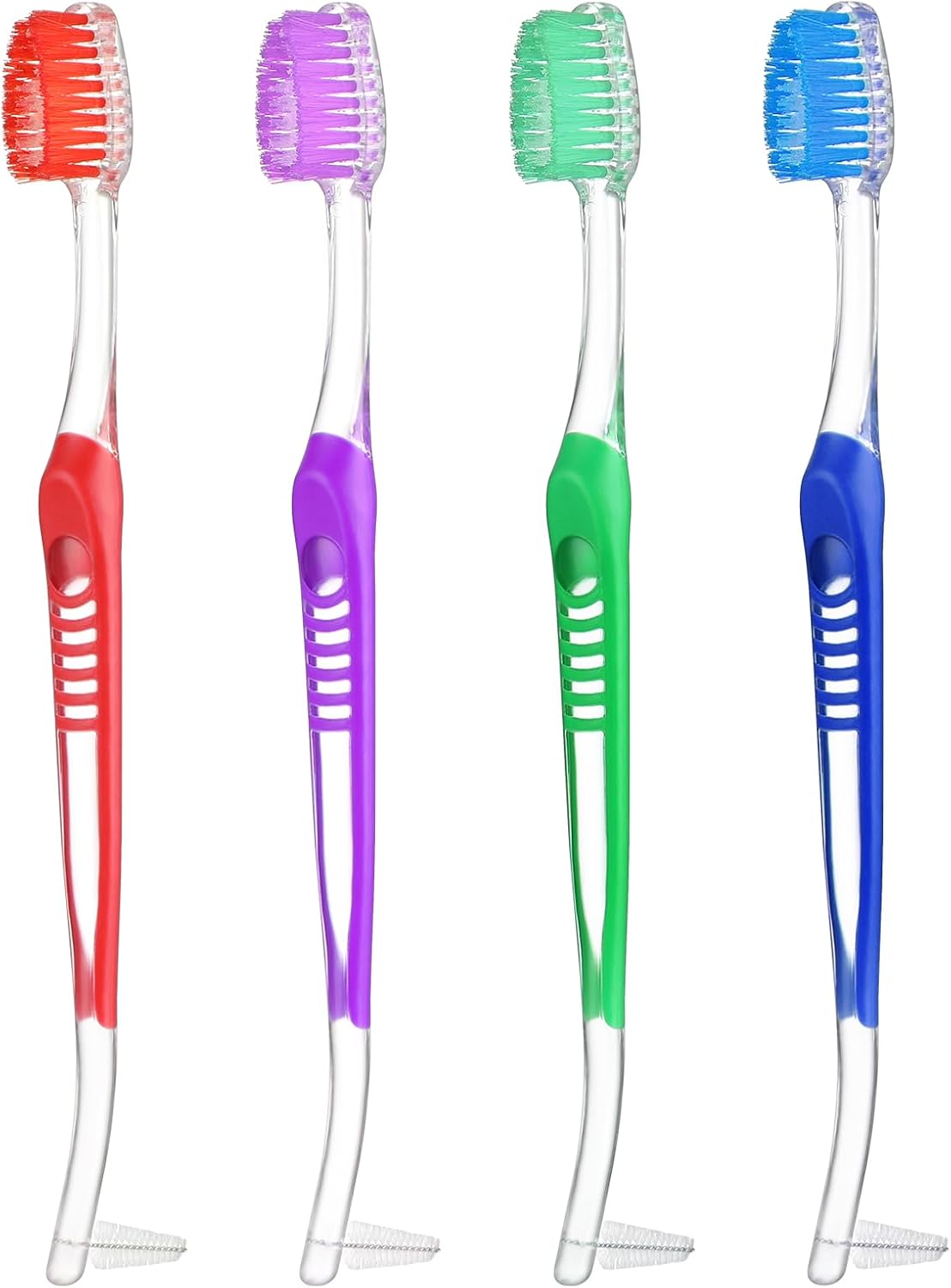 4 Pack Orthodontic Toothbrush for Braces Brushes for Teeth with Interproximal Head Double Ended Soft Bristles for Ortho Brace Teeth Cleaning
