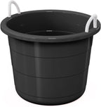 17-Gallon Plastic Storage Buckets with Rope Handles – Heavy-Duty Multipurpose Utility Buckets, Suitable for Camping, Laundry Room, Garage, or Outdoor Use, Black (1)
