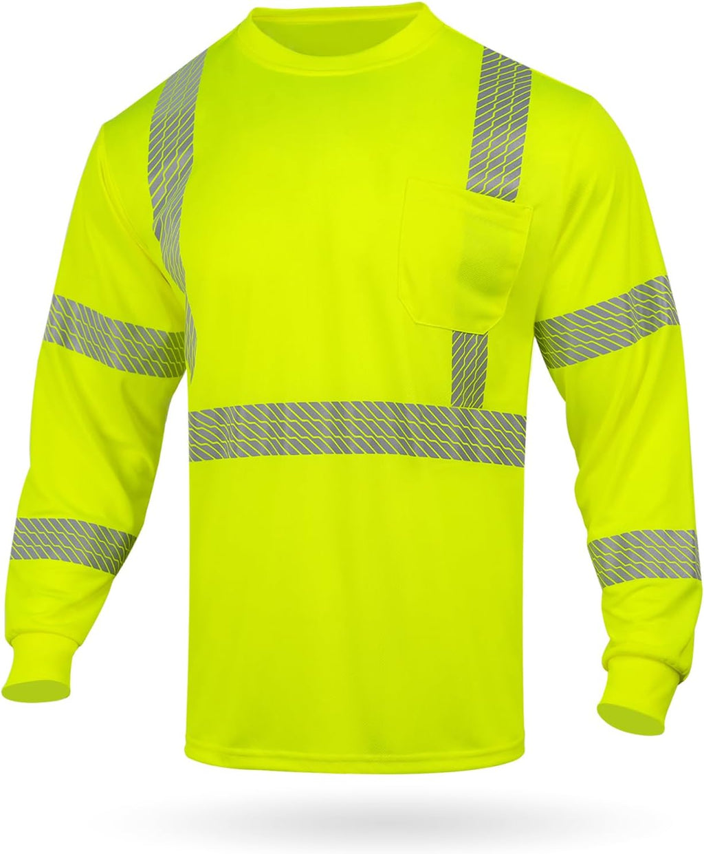 GLIMMR Safety Shirt Long Sleeve Class 3 High Visibility Reflective Men's Hi Vis T Shirt for Work Warehouse Construction
