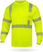 GLIMMR Safety Shirt Long Sleeve Class 3 High Visibility Reflective Men's Hi Vis T Shirt for Work Warehouse Construction