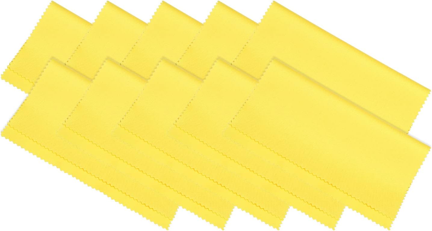 PATIKIL Eyeglass Microfiber Cleaning Cloth 7"x6", 10 Pack Glasses Cleaning Cloth Soft Wipe Screen Cloth for Camera Lens Eyeglasses Screens in Individual Vinyl Pouch, Yellow