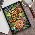 LAKEQUILL DIY Flower Diamond Art Painting Journals Notebooks 50 Pages A5 No Lines Special Shaped Diamond Art Kits for Beginners Craft Lovers and Artists (God) (god is never early nor late)