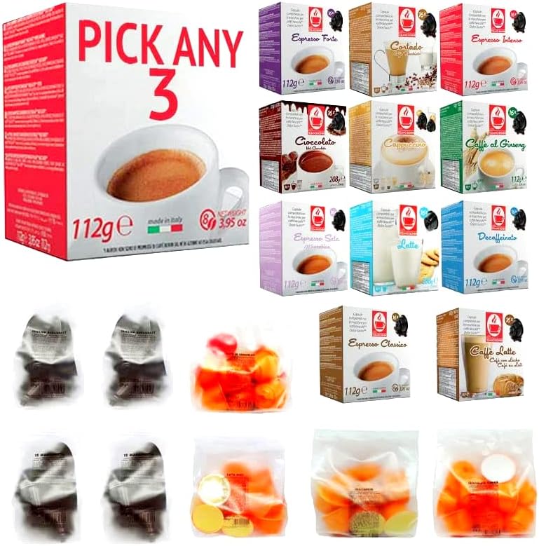 Tiziano Bonini Coffee, Tea and Chocolate Pods, Dolce Gusto Compatible Pods. Pick Any 3 from 20+ Flavours Inc. Espresso Decaf, Cappuccino, Hot Chocolate, Caffe Latte, Hazelnut, Caramel, Irish and More