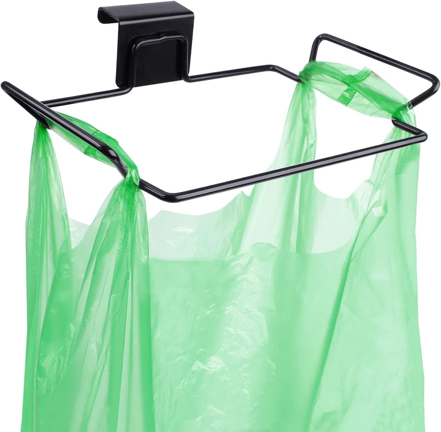Large Stainless Steel Trash Bag Holder for Kitchen Cabinets Doors and Cupboards, Black