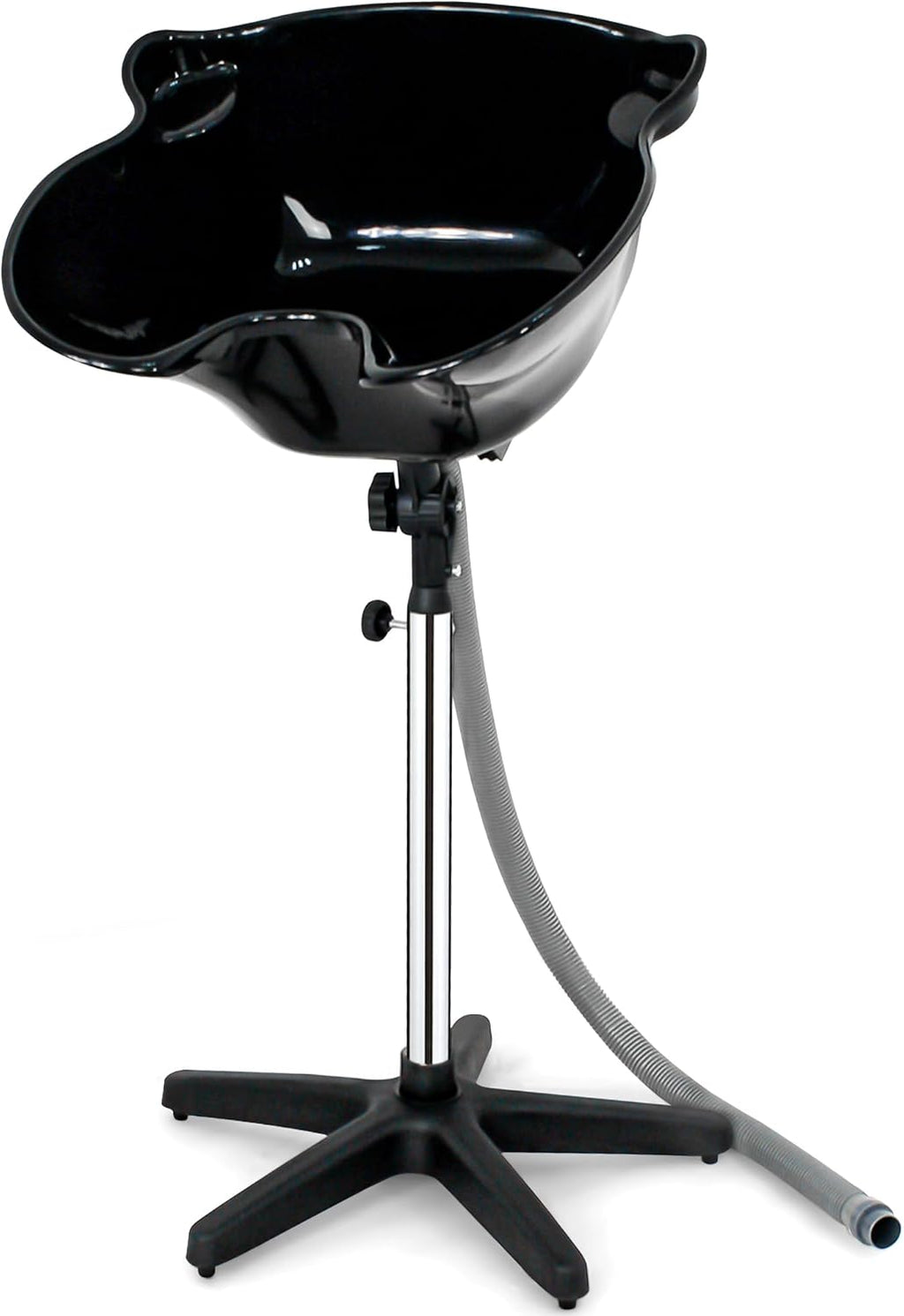 Height Adjustable Portable Salon Deep Shampoo Basin Sink Hair Treatment Bowl with Drain Hose Black
