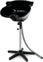 Height Adjustable Portable Salon Deep Shampoo Basin Sink Hair Treatment Bowl with Drain Hose Black