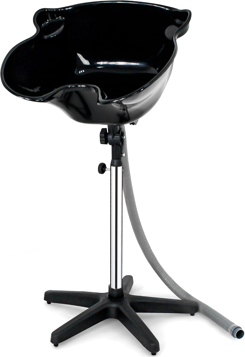 Height Adjustable Portable Salon Deep Shampoo Basin Sink Hair Treatment Bowl with Drain Hose Black