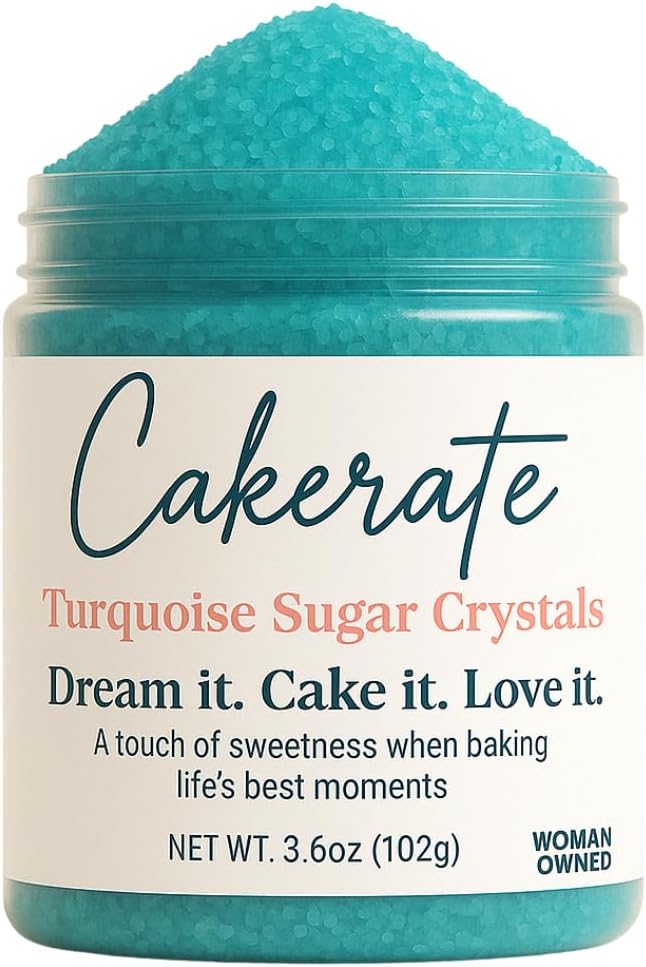 Turquoise Sugar Crystals | Ideal Decoration Solution for Cakes, Cookies, Cupcakes & Desserts | Sugar Crystals for Baking Topping | Adds Crunch & Shine to Every Sweet Treat - 3.6 oz