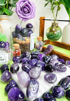 DUQGUHO Amethyst Healing Crystals Stones Set Natural Bulk Crystals Tumbled Polished Irregular Crystal Stones Bulk Rocks 0.45 lbs