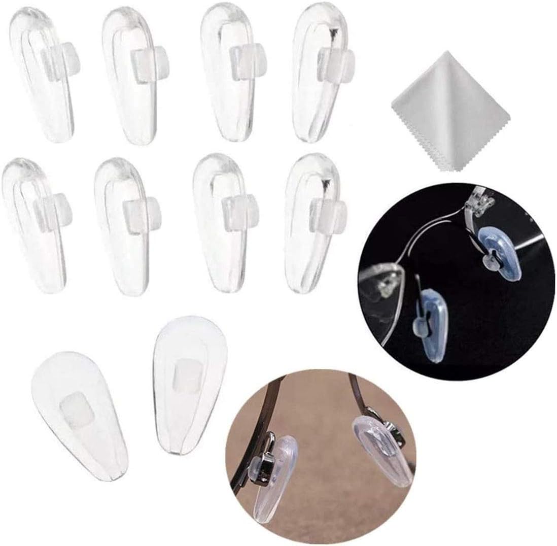 Push-in Eyeglass Nose Pads,BEHLINE Soft Silicone Air Cushion Glasses Replacement Nosepad,14mm Air Chamber/Air Bag/Nose Piece,Anti-slip Nose Bridge Pads for Eye Glasses Sunglasses(Clear,5 Pairs)