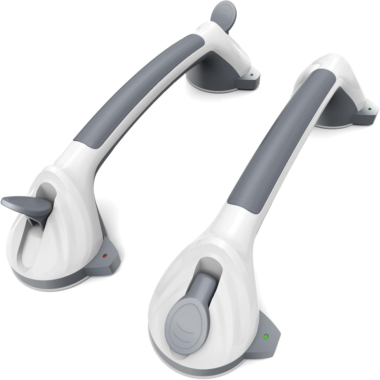 2 Pack 16.5" Suction Grab Bars for Showers with Safety Indicator, No-Drill 4mm Thickened Handicap Shower Handle for Seniors, Non-Slip Bathroom Balance Rail for Smooth Tiles & Tubs