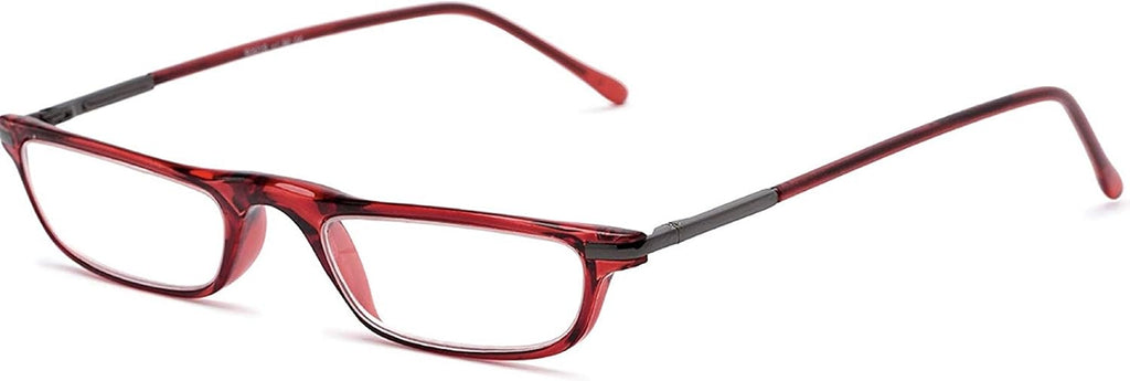 The Posh Reader Reading Glasses, Spring Hinge Metal Rectangle Frame for Men and Women + 3.50 Red