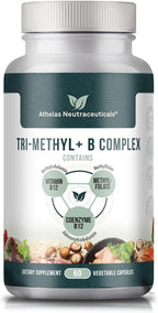 Tri-Methyl+ B Complex Methylated B Vitamins - Full Spectrum Methyl B Complex Vitamin Supplement For MTHFR Support with Active Forms of B12 Methylcobalamin, Adenosylcobalamin, and Methylfolate