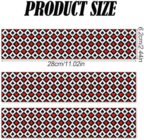 3pcs Casino Theme Edible Cake Border Strips, 28x6.2cm/11x2.44in Pre-cut Glutinous Rice Paper with Las Vegas Poker Pattern Cake Images Wrap Decorations for Party