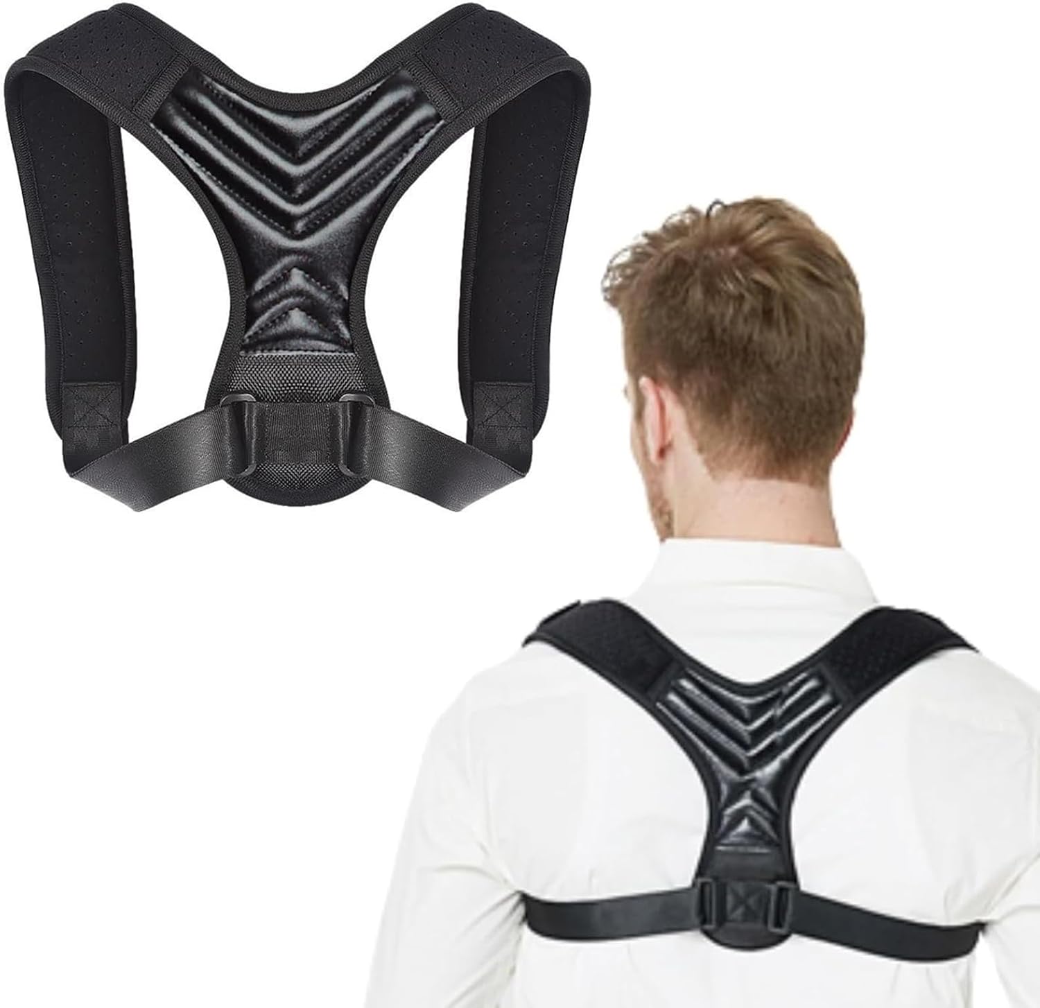 Posture Corrector, Back Brace for Women and Men, Adjustable Back Support, Shoulder Straightener for Improving Hunchback, Providing Pain Relief from Neck, Shoulder, and Upper Back-Black