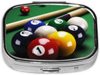 Square Round Pill Case Billiards Pill Box Daily 2 Compartment Travel Pill Container for Pocket Purse Portable Medicine Cod Liver Oil Storage Box 2 Times a Day Pill Organizer