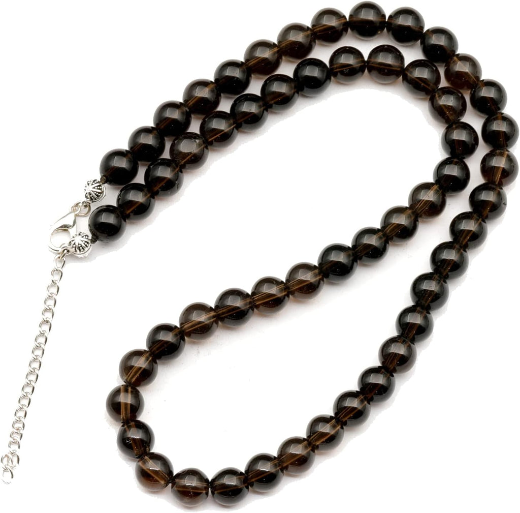 Natural Gemstone Beaded Choker Necklace | 8mm Handmade Adjustable Jewelry for Men & Women | Chakra Balancing Crystal Necklace | Spiritual Gift | Macrame Cord with Extender