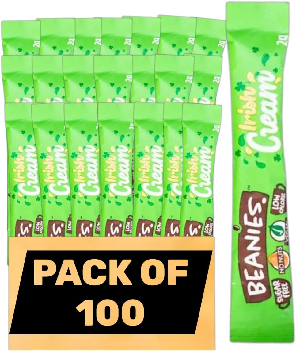 Beanies Irish Coffee Flavoured Instant Coffee Sticks – (Pack of 100 Single Serve Sachets) Smooth Creamy Flavour