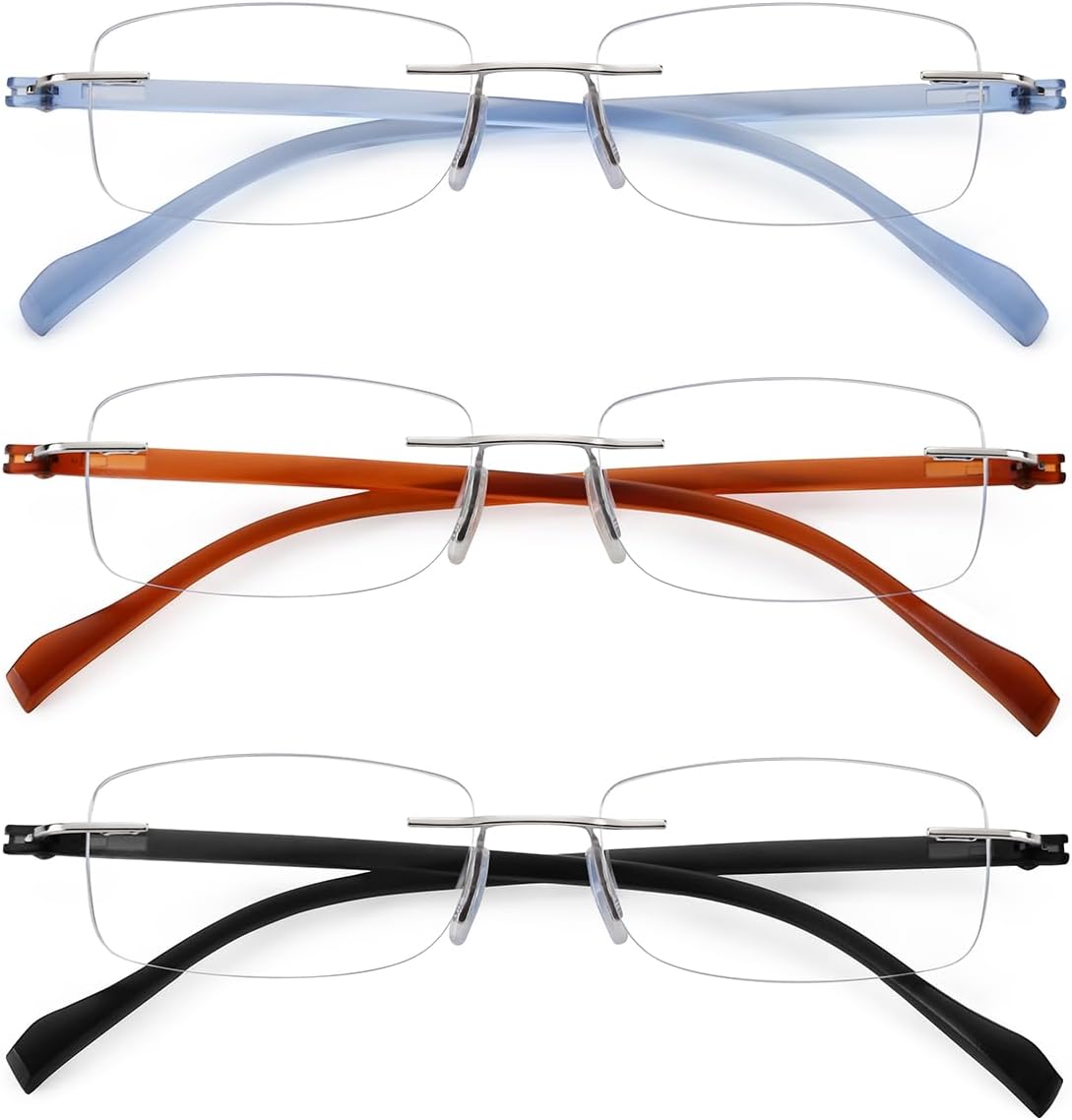 TERAISE Rimless Reading Glasses for Men Women, Blue Light Blocking Reading Glasses Ultralight Frameless Reader Men