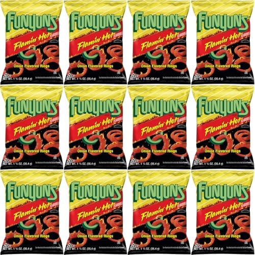 Funyuns Flamin Hot Onion Flavored Rings, 1.25 Oz Bags, Pack of 12, Bundled by Shoppyway